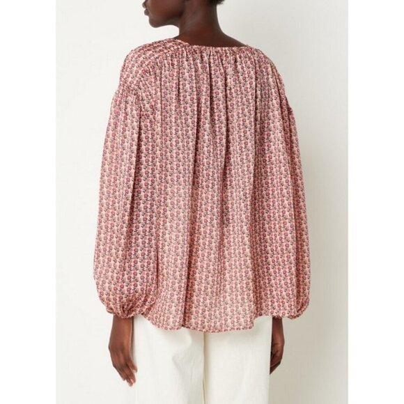 💕MAJE Lolivate Floral-Print Satin Blouse Mini Fleurs Print Size 2 = Medium NWT - Picture 7 of 16